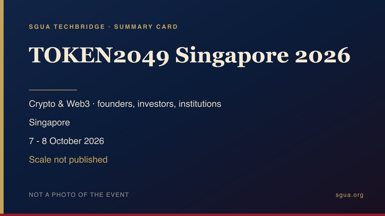 TOKEN2049 Singapore 2026 概要卡:主題、國家、日期與規模——非活動照片